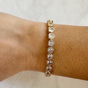 Gold Plated Heart Tennis Bracelet
